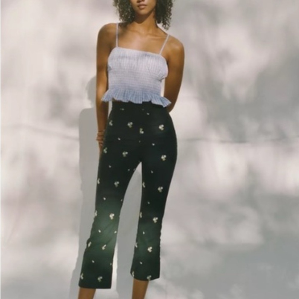 UO Daisy Embroidered Kick Flare Pants NWOT